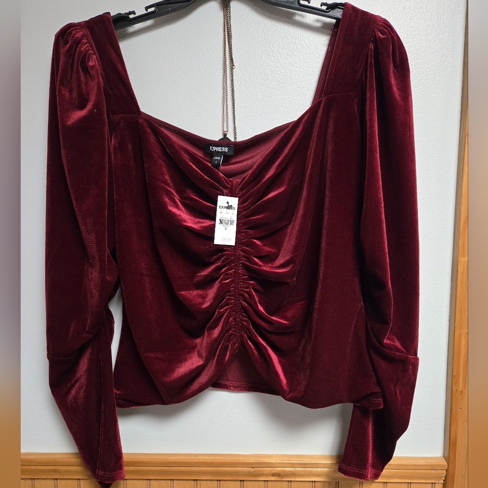 Burgundy velvet top